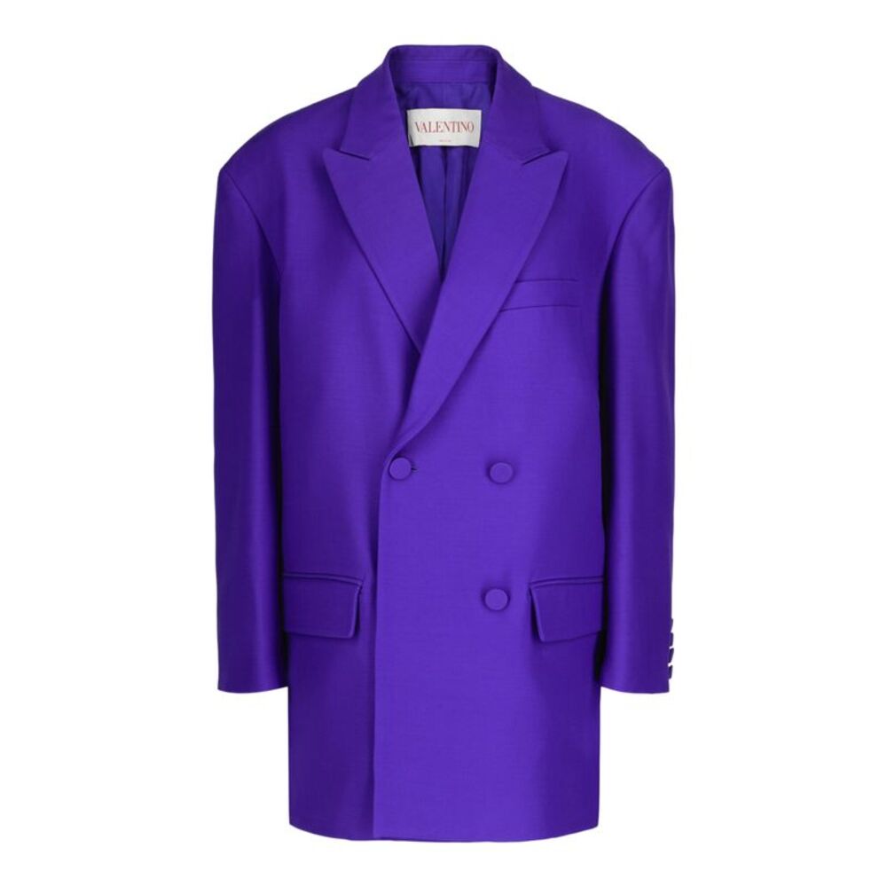 Valentino Oversized Double-Breasted Blazer Purple Womens
